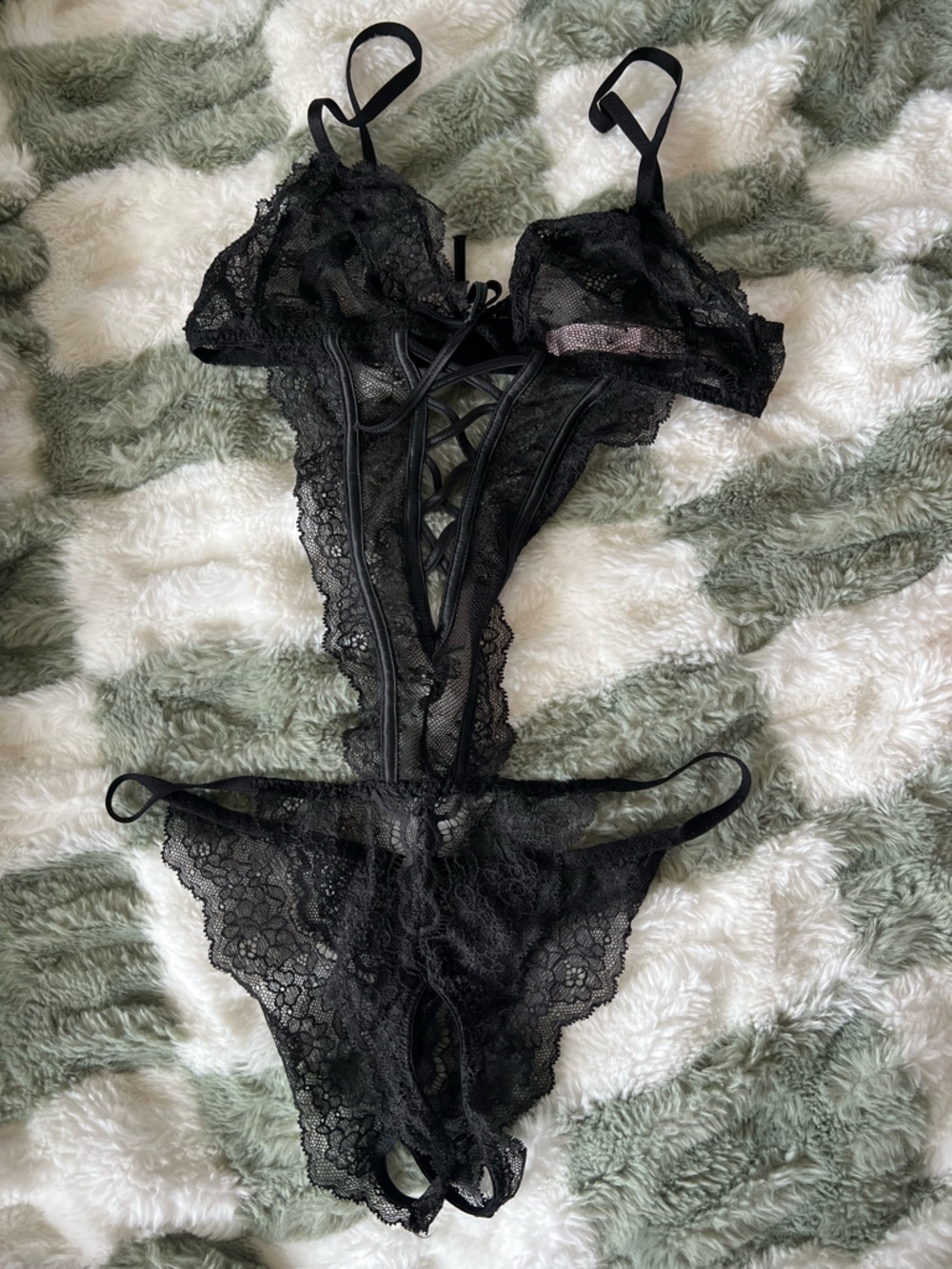 Victoria’s Secret Black Lace One-Piece Teddy Bodysuit - Women Intimates
